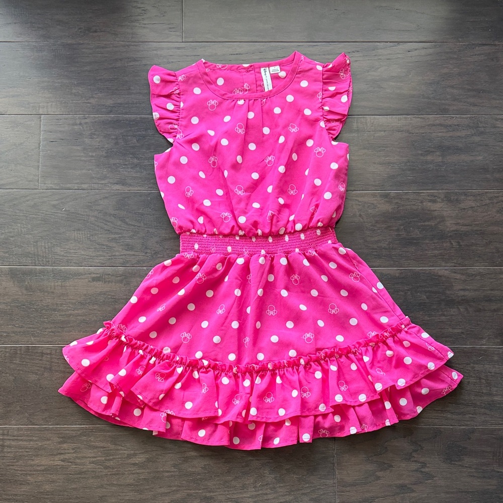 Janie and Jack Disney Pink Polka Dot with Minnie Mouse Ruffle Dress